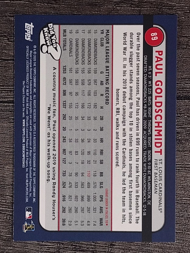 2020 Topps Big League Orange #89 Paul Goldschmidt
