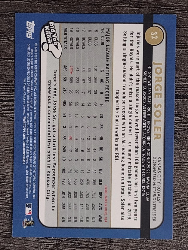 2020 Topps Big League Blue #32 Jorge Soler