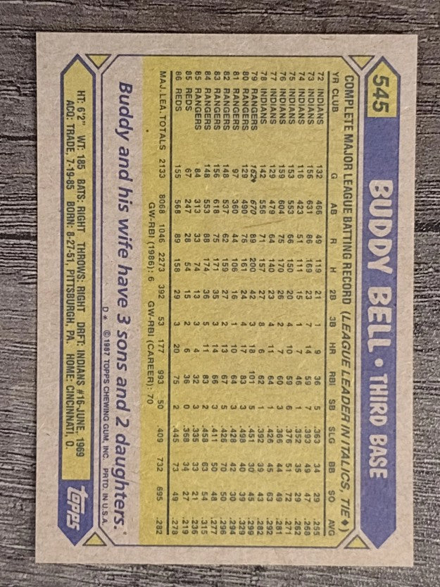 1987 Topps #545 Buddy Bell