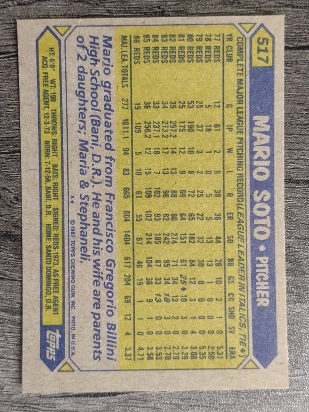 1987 Topps #517 Mario Soto