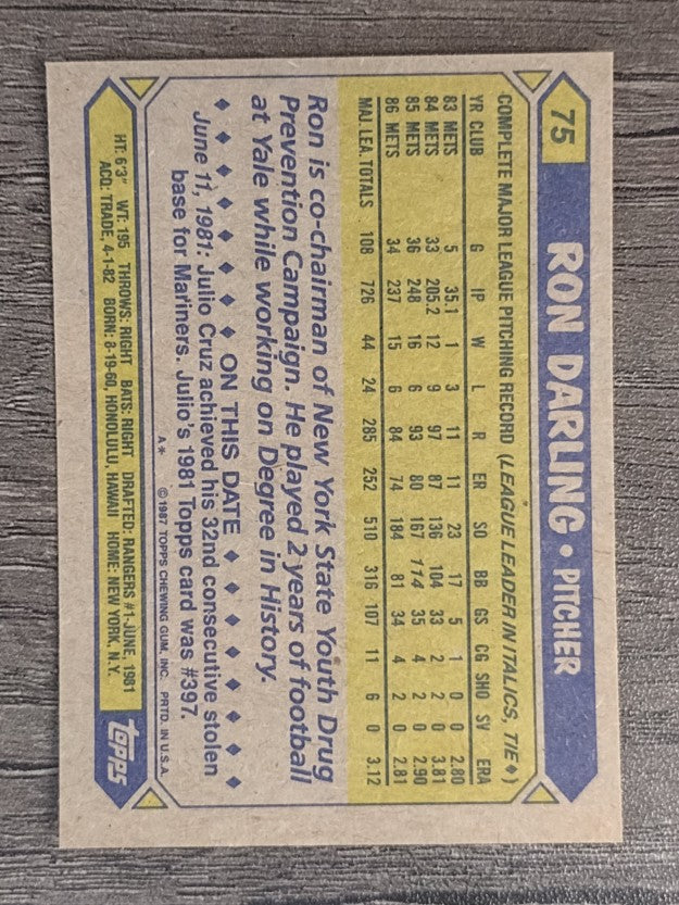 1987 Topps #75 Ron Darling