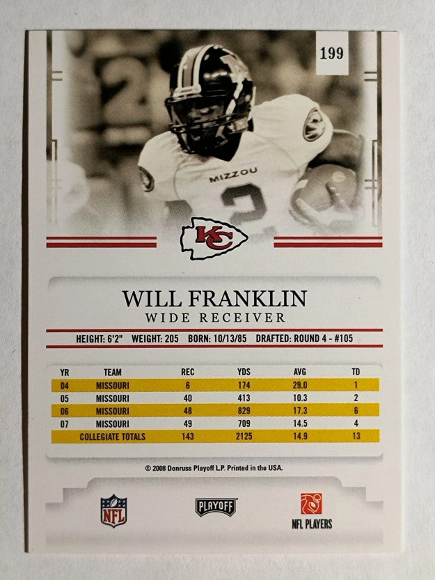 2008 Playoff Prestige #199 Will Franklin RC