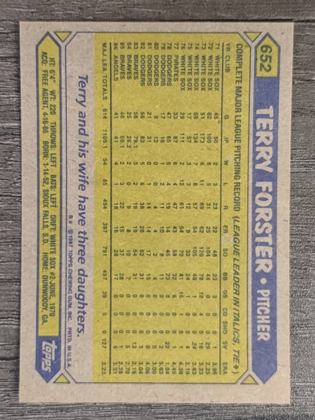 1987 Topps #652 Terry Forster