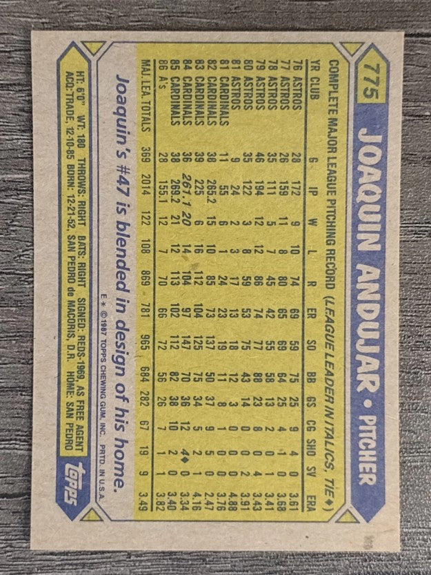 1987 Topps #775 Joaquin Andujar