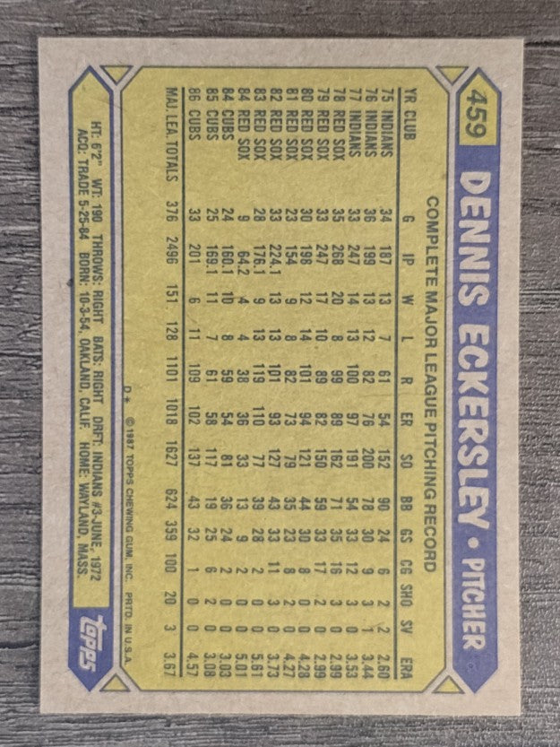 1987 Topps #459 Dennis Eckersley