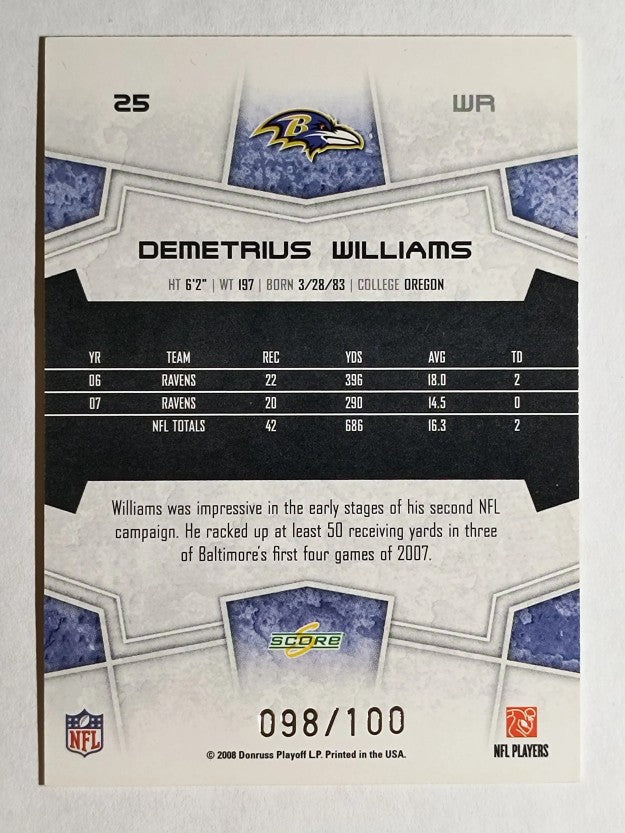 2008 Select Scorecard #25 Demetrius Williams