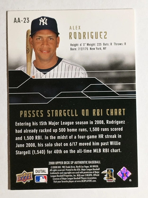 2008 SP Authentic Authentic Achievements #AA23 Alex Rodriguez