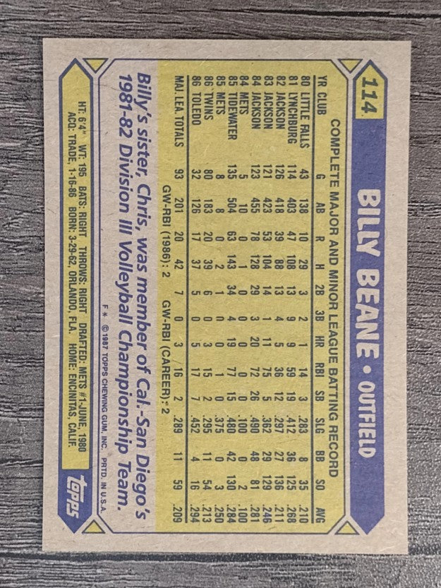 1987 Topps #114 Billy Beane