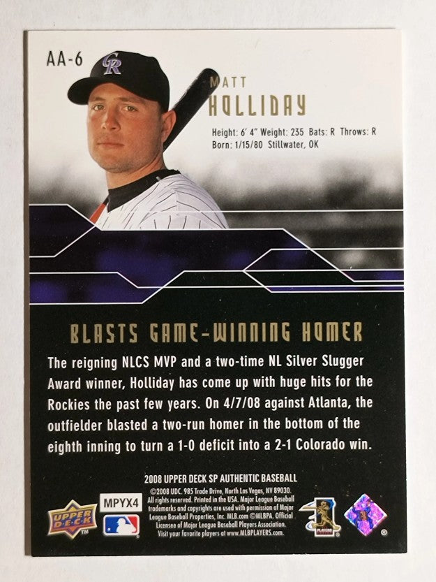 2008 SP Authentic Authentic Achievements #AA6 Matt Holliday