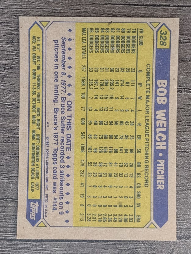 1987 Topps #328 Bob Welch