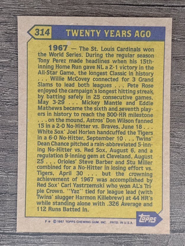 1987 Topps #314 Carl Yastrzemski TBC