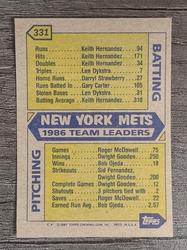 1987 Topps #331 Mets TL/Gary Carter/Darryl Strawberry