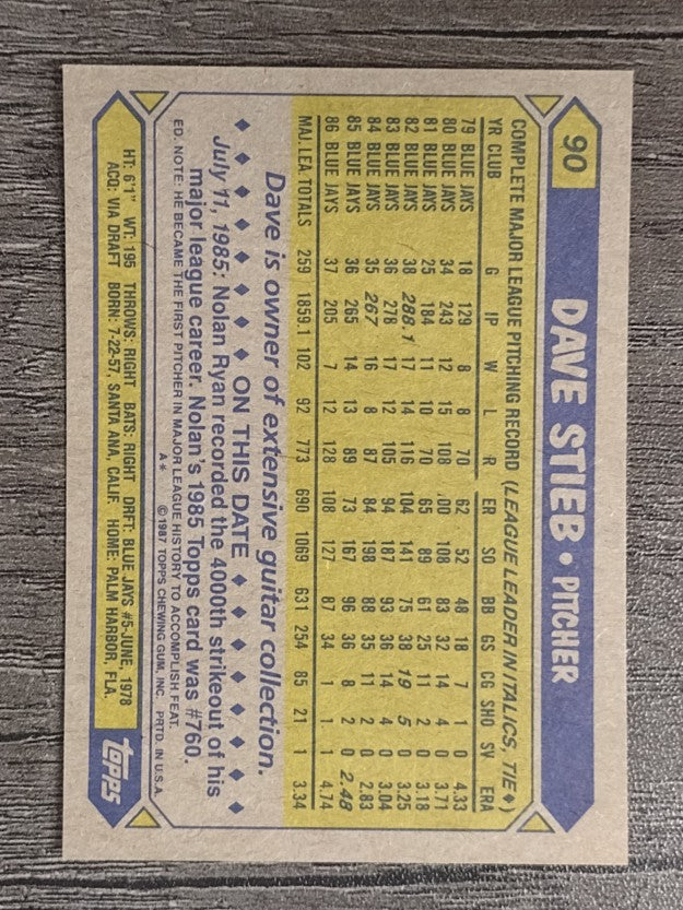 1987 Topps #90 Dave Stieb