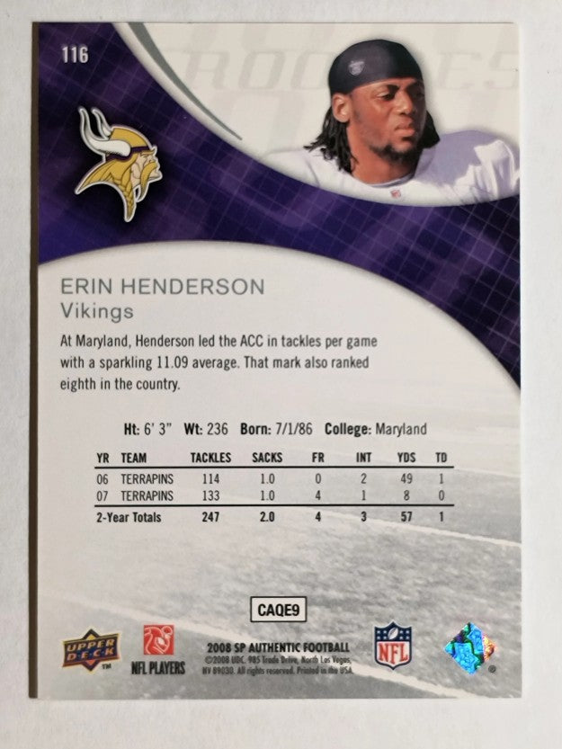 2008 SP Authentic Retail #116 Erin Henderson RC