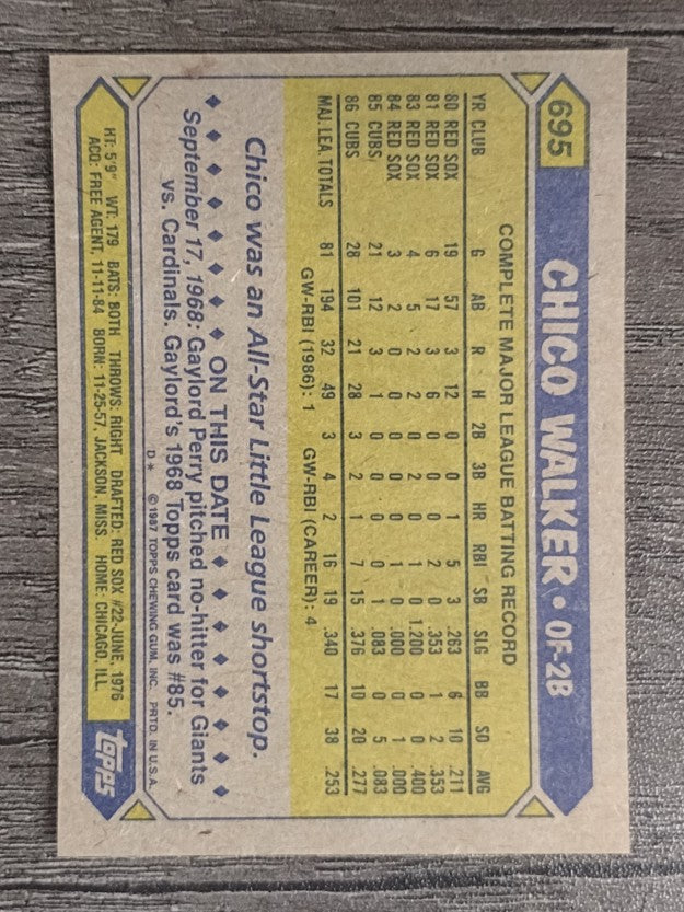 1987 Topps #695 Chico Walker