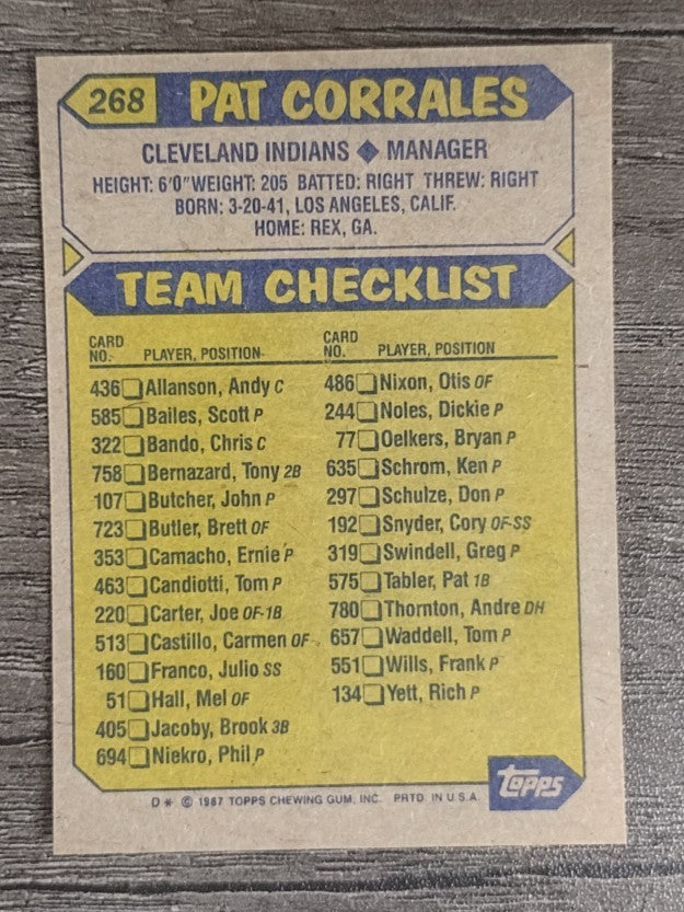 1987 Topps #268 Pat Corrales MG