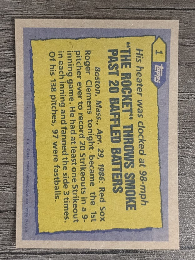 1987 Topps #1 Roger Clemens RB