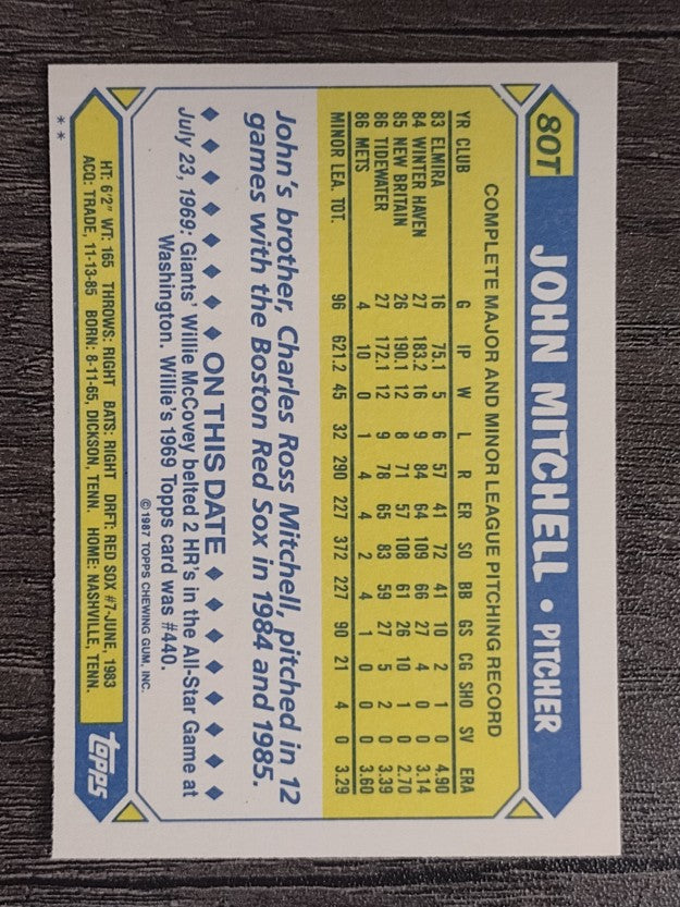 1987 Topps Traded #80T John Mitchell XRC