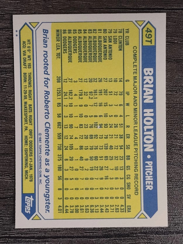 1987 Topps Traded #49T Brian Holton