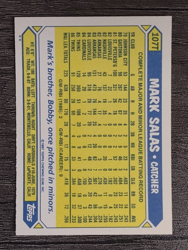 1987 Topps Traded #107T Mark Salas
