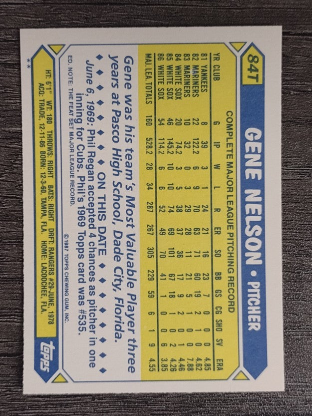 1987 Topps Traded #84T Gene Nelson