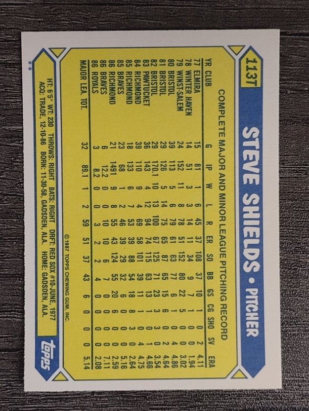 1987 Topps Traded #113T Steve Shields