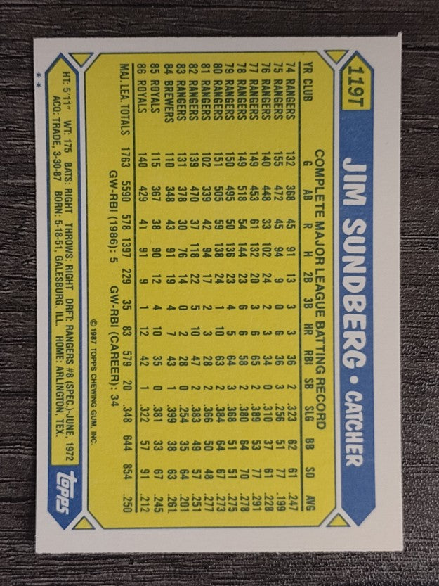 1987 Topps Traded #119T Jim Sundberg