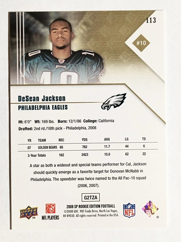 2008 SP Rookie Edition #113 DeSean Jackson RC