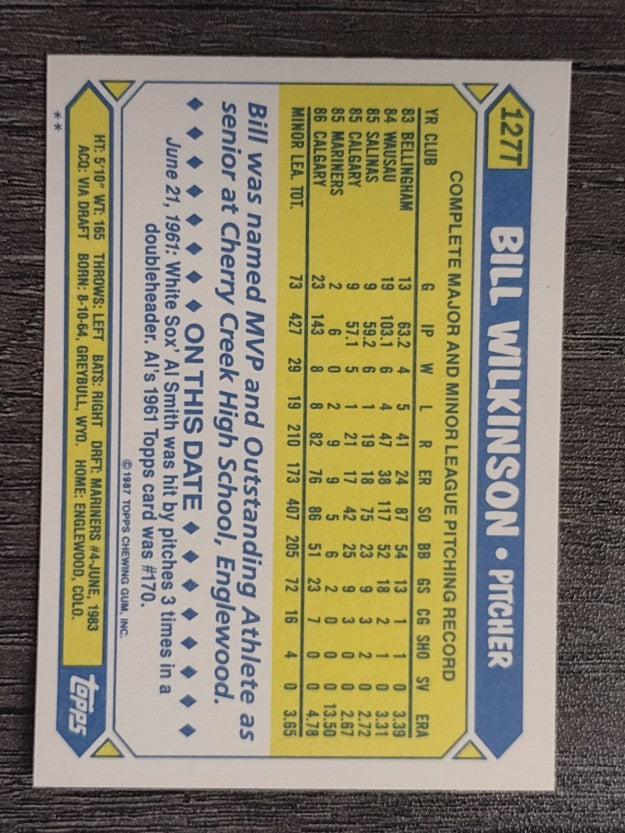 1987 Topps Traded #127T Bill Wilkinson