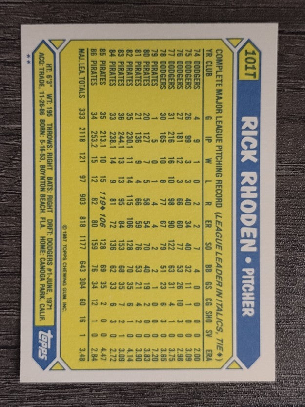 1987 Topps Traded #101T Rick Rhoden