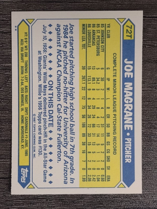 1987 Topps Traded #72T Joe Magrane XRC