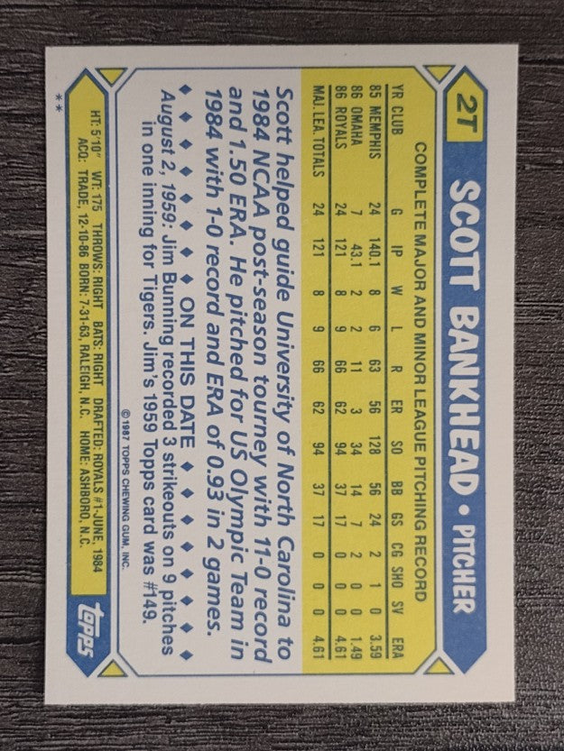 1987 Topps Traded #2T Scott Bankhead
