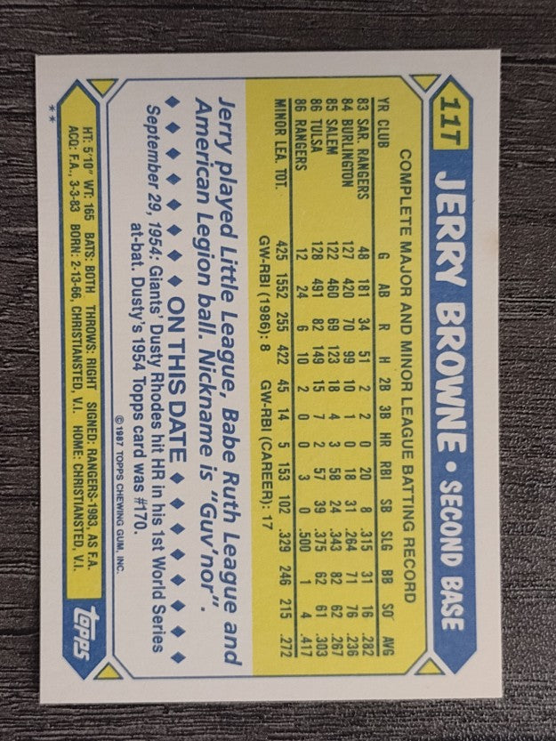 1987 Topps Traded #11T Jerry Browne