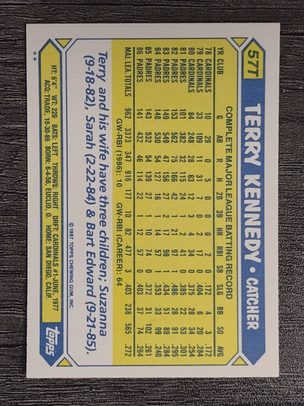 1987 Topps Traded #57T Terry Kennedy
