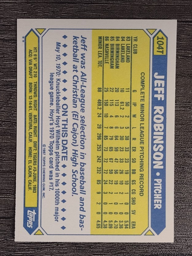 1987 Topps Traded #104T Jeff M. Robinson