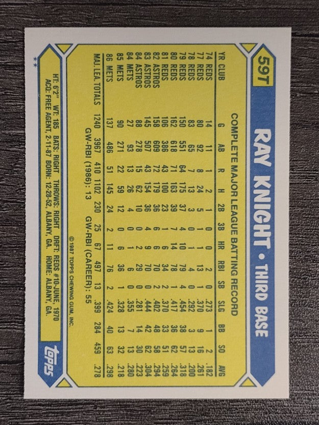 1987 Topps Traded #59T Ray Knight