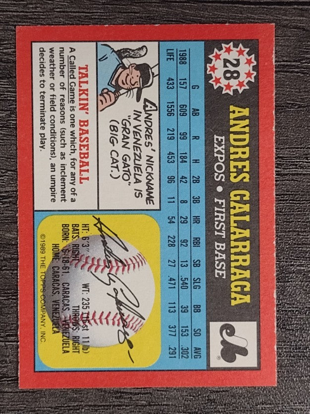 1989 Topps UK Minis #28 Andres Galarraga