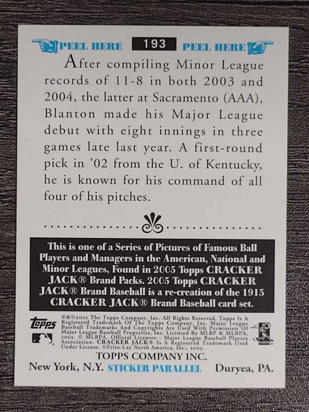 2005 Topps Cracker Jack Mini Stickers #193 Joe Blanton