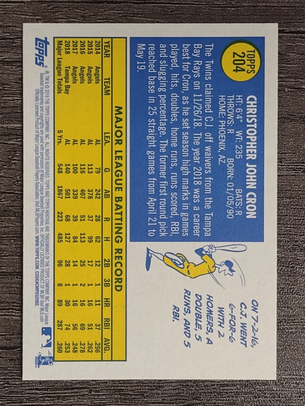 2019 Topps Heritage #204 C.J. Cron