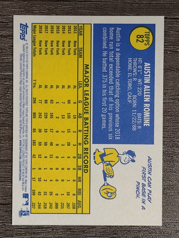 2019 Topps Heritage #82 Austin Romine