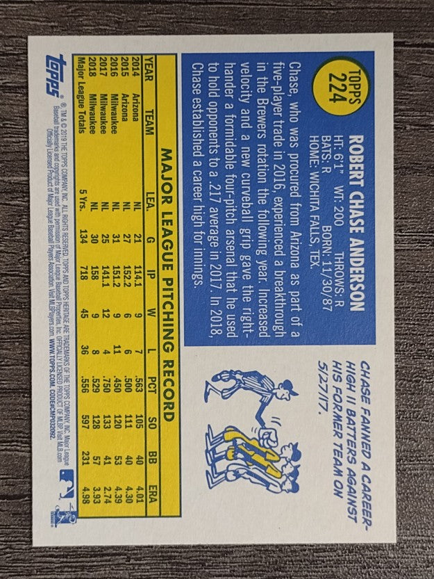 2019 Topps Heritage #224 Chase Anderson