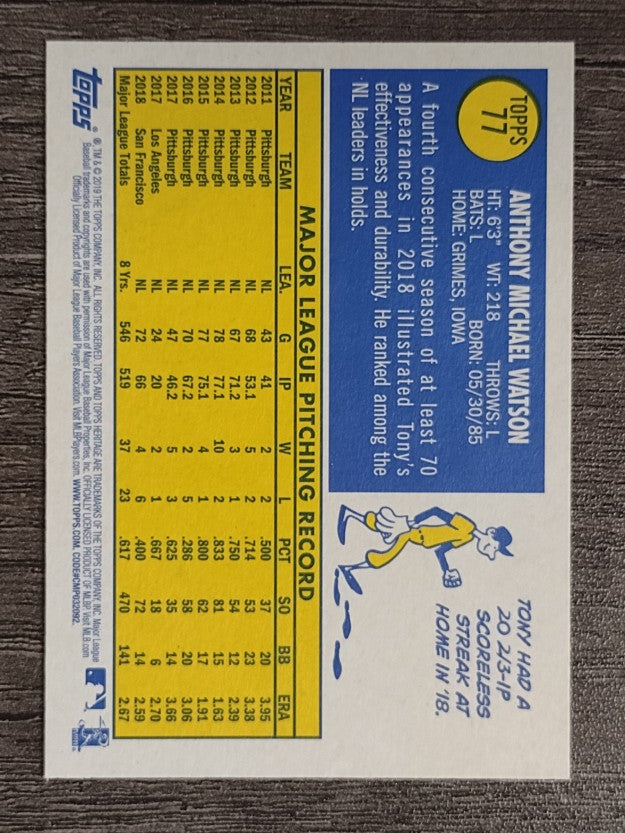 2019 Topps Heritage #77 Tony Watson