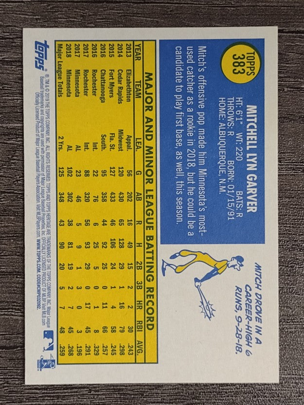2019 Topps Heritage #383 Mitch Garver
