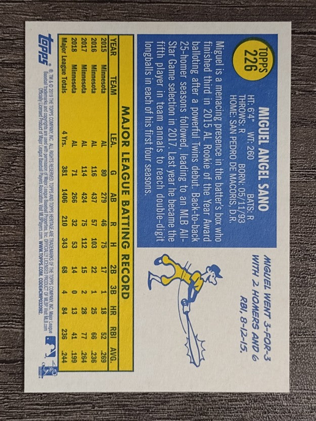 2019 Topps Heritage #226 Miguel Sano