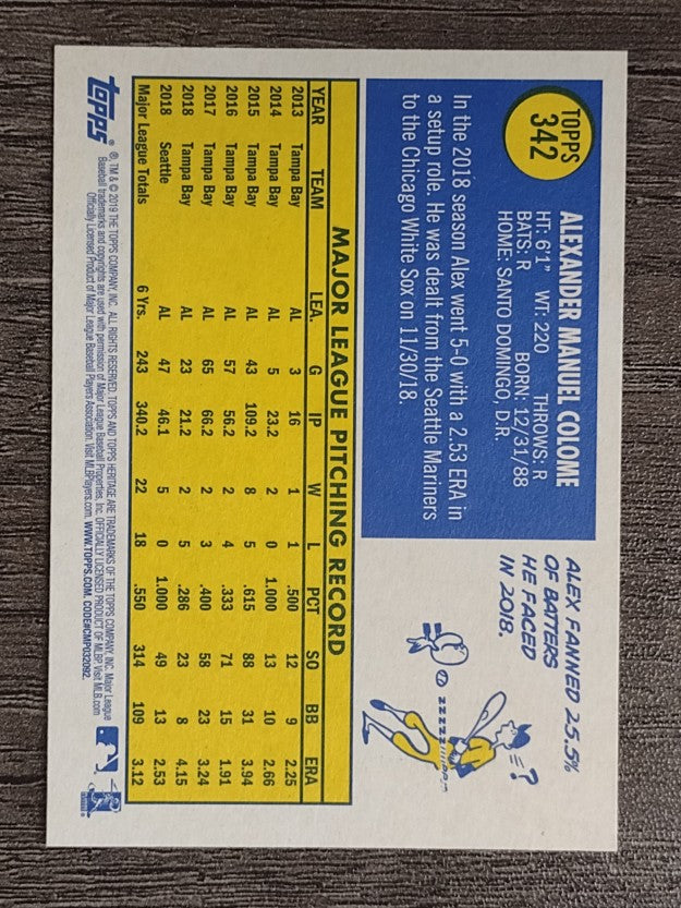 2019 Topps Heritage #342 Alex Colome