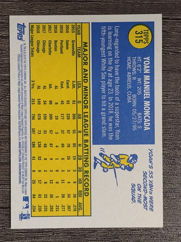 2019 Topps Heritage #315 Yoan Moncada