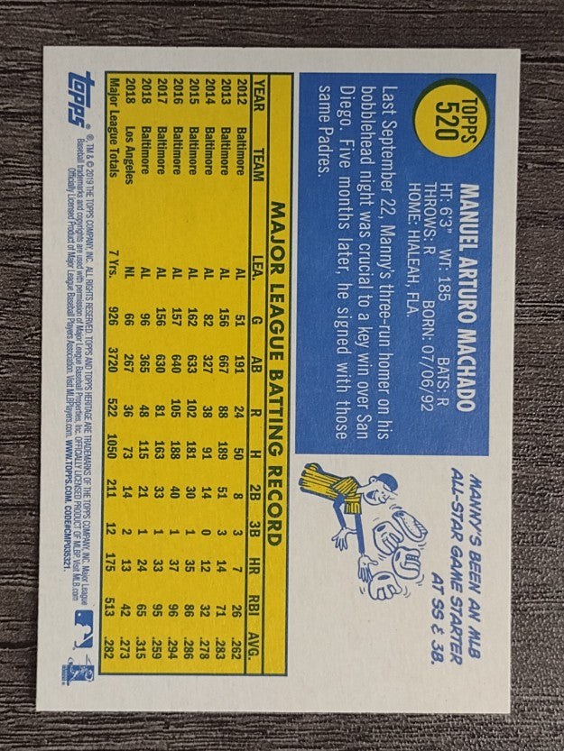 2019 Topps Heritage #520 Manny Machado