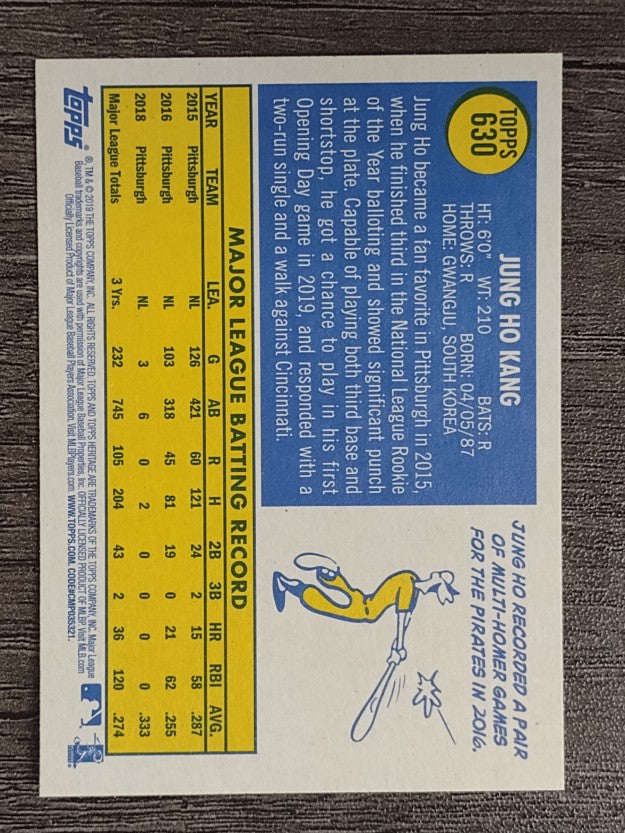 2019 Topps Heritage #630 Jung Ho Kang