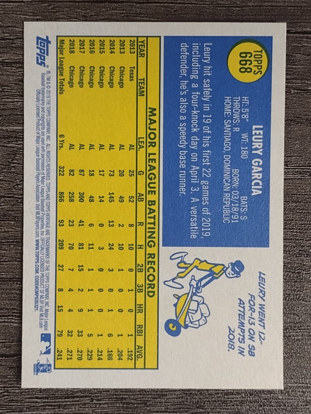 2019 Topps Heritage #668 Leury Garcia