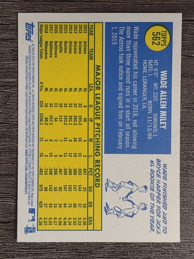 2019 Topps Heritage #562 Wade Miley